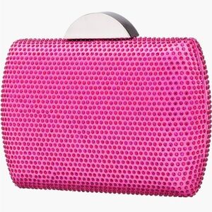 CRYSTAL EMBELLISHED EVENING CLUTCH NWT HOT PINK